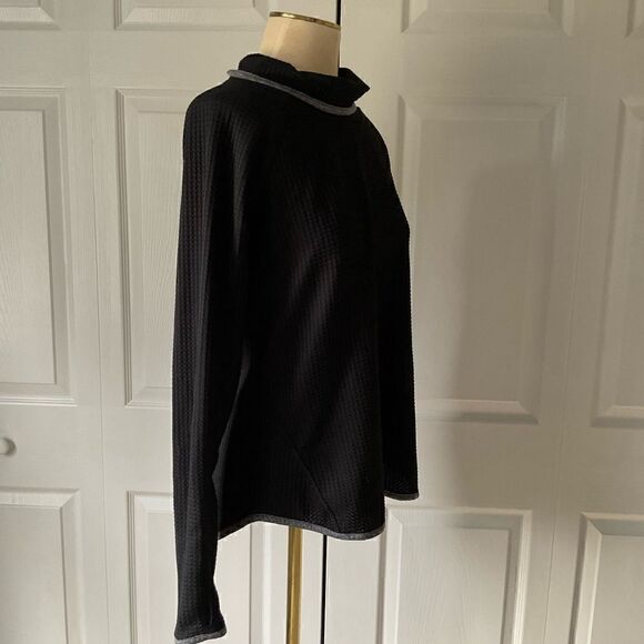 RBX Womens Black Waffle Knit Long Sleeve Mock Neck Top - Picture 2 of 6